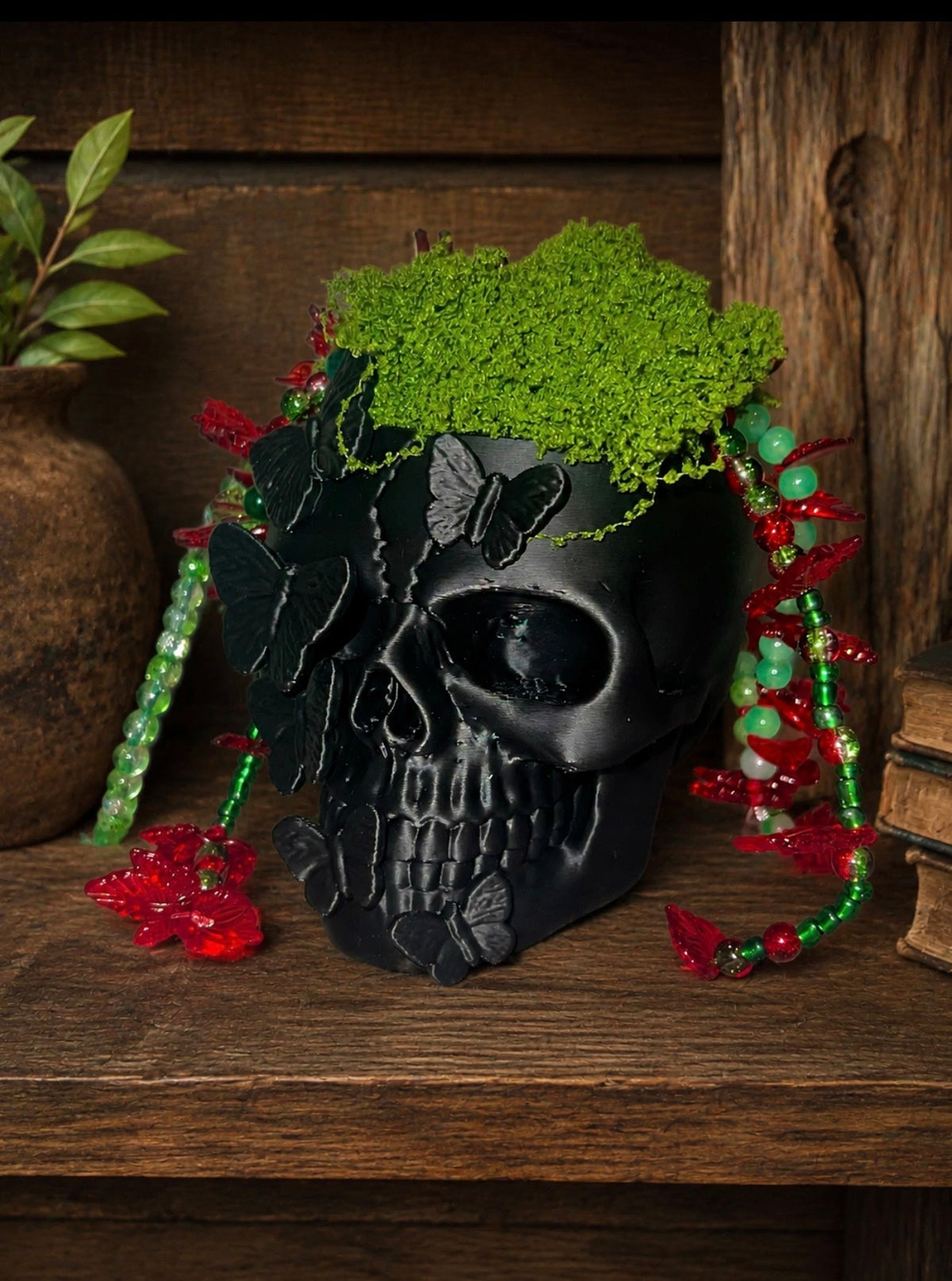 Red + Green Skull Planter