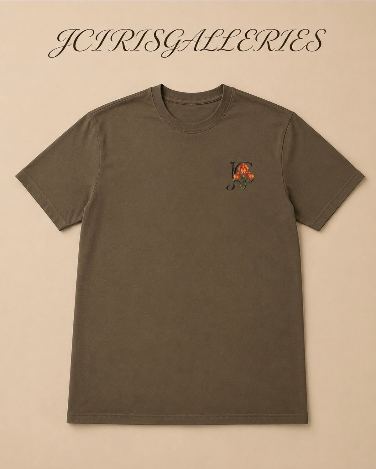 JC.IRIS logo T-Shirt, Olive Green